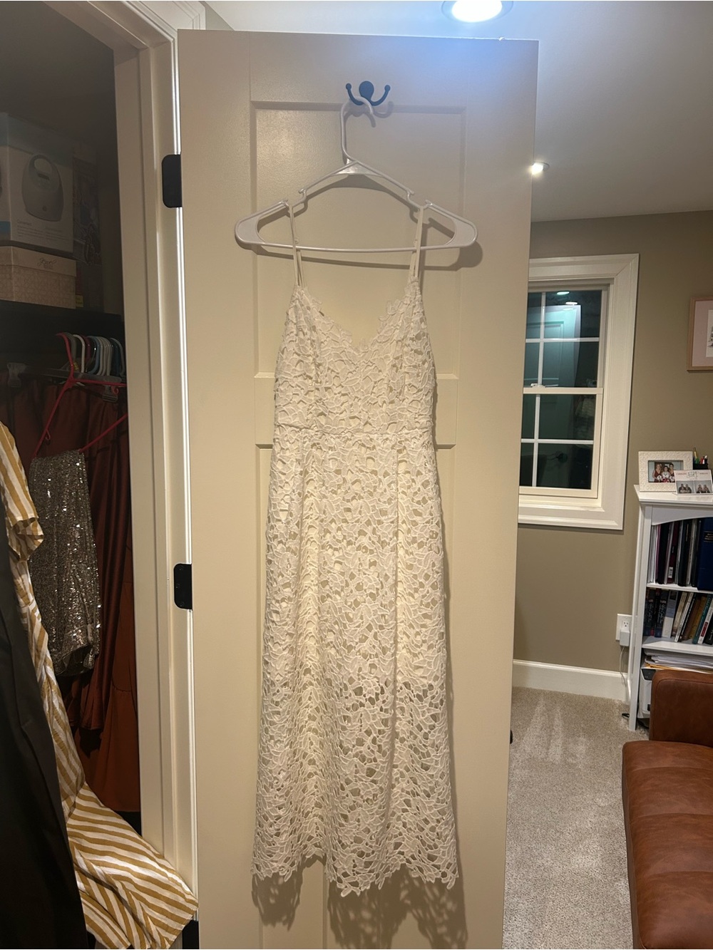 Astr Crochet Lace Midi Dress in Cream